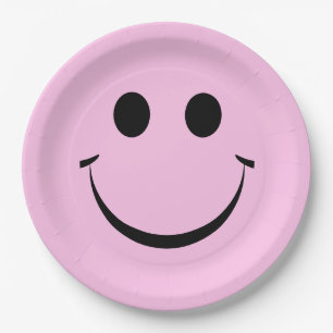 Assiettes En Carton Rose Joyeux Visage Anniversaire Mignonne Plaques d