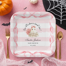 Assiettes En Carton rose mignon fantôme petit baby shower Invitation