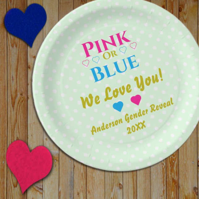 Assiettes En Carton Rose Ou Bleu, On T'Aime ! Révélation de genre (Créateur téléchargé)