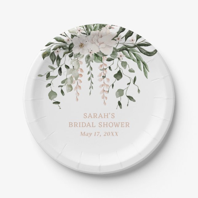 Assiettes En Carton Rose rose blanche (Devant)