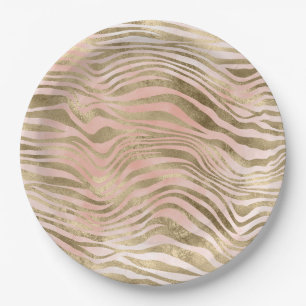 Assiettes En Carton Rose rose Blush Gold Zebra Poster de animal   