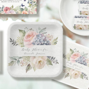 Assiettes En Carton Rose Rose Jardin Doux Papillon Bébé Fille Douche