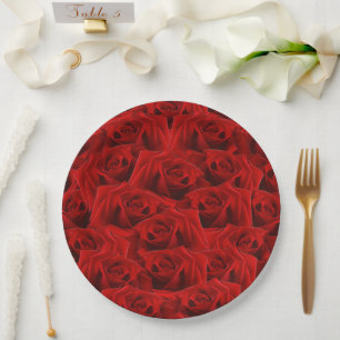 Assiettes En Carton Rose rouge romantique