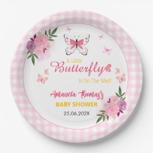 Assiettes En Carton Rose Un Petit Papillon Arrive Baby Shower
