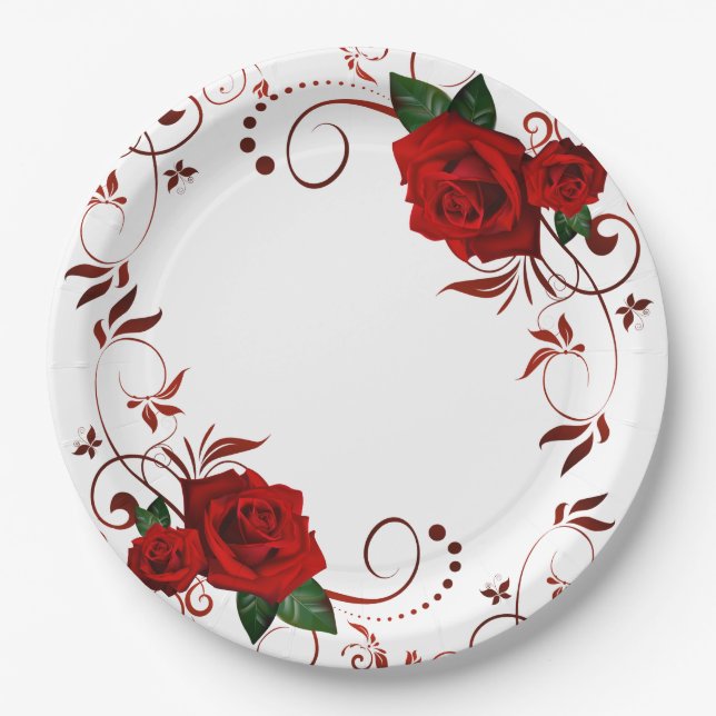 Assiettes En Carton Roses (Devant)