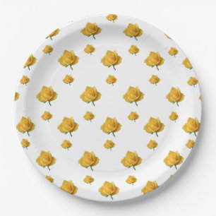 Assiettes En Carton Roses jaunes