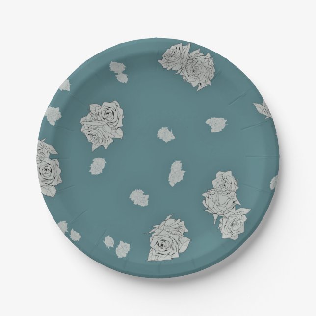 Assiettes En Carton Roses personnalisables (Devant)