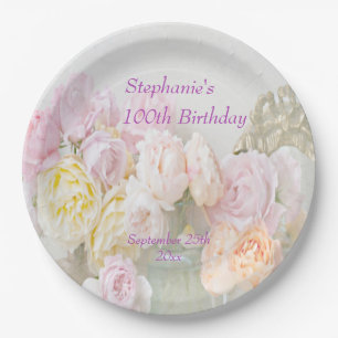 Assiettes En Carton Roses romantiques dans anniversaire de pots le