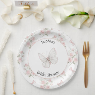 Assiettes En Carton Roses Roses Fushia Rubans Baby Shower Mariage