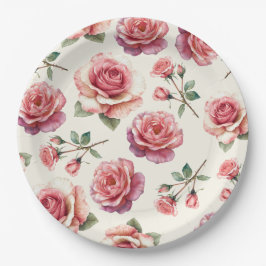 Assiettes En Carton Roses roses roses Shabby pour toujours