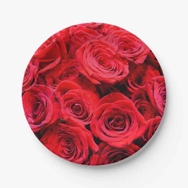 Assiettes En Carton Roses rouges (Devant)