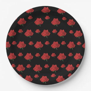 Assiettes En Carton Roses rouges