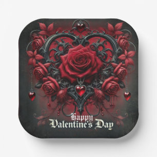 Assiettes En Carton roses rouges gothiques Saint-Valentin