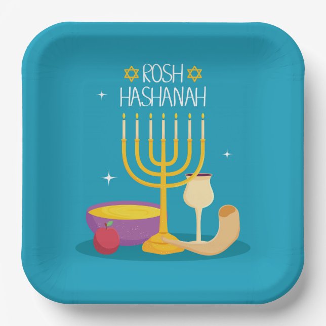 Assiettes En Carton Rosh Hashanah (Recto)