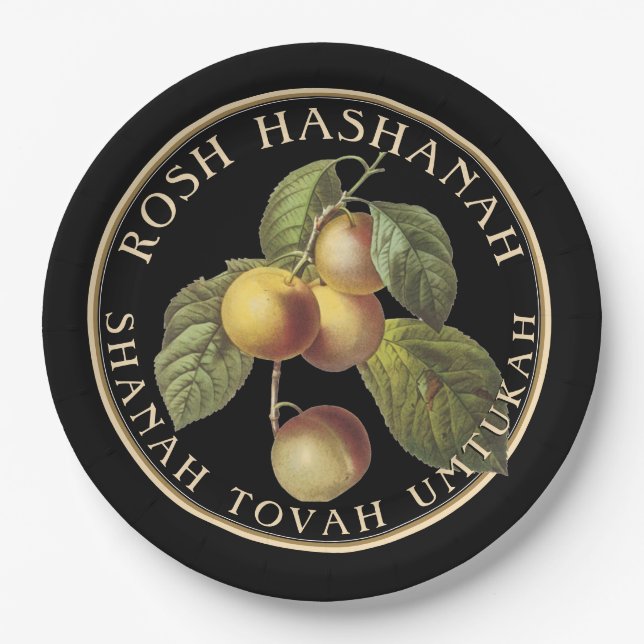 Assiettes En Carton Rosh Hashanah Nouvel An juif Shanah Tovah (Devant)