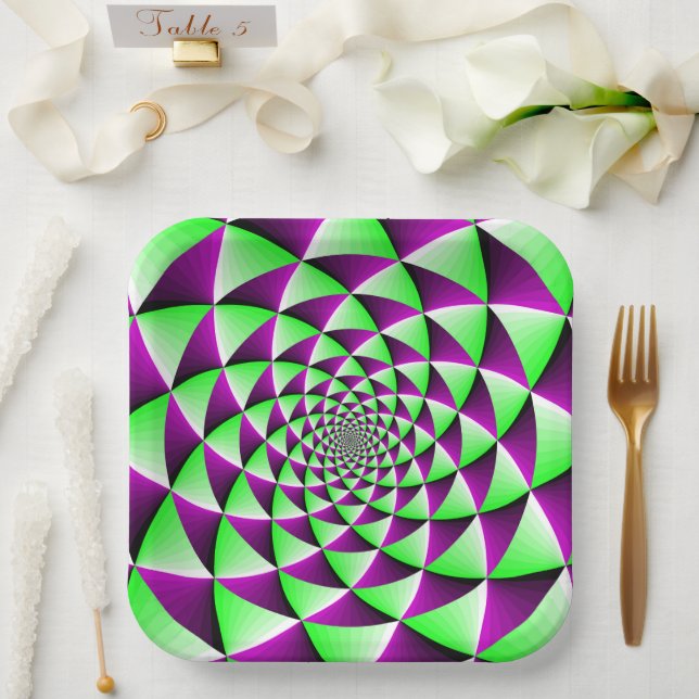 Assiettes En Carton Rotation de l'effet d'illusion optique (Mariage)