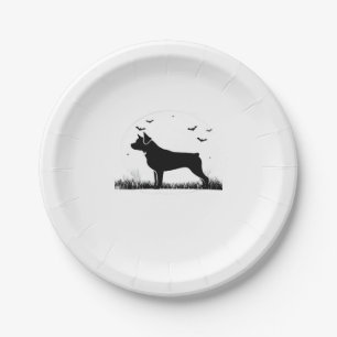 Assiettes En Carton Rottweiler Chien � Halloween Moon Silhouette Overs