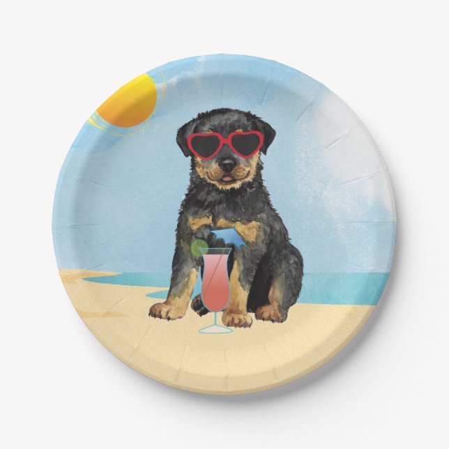 Assiettes En Carton Rottweiler d'été (Devant)