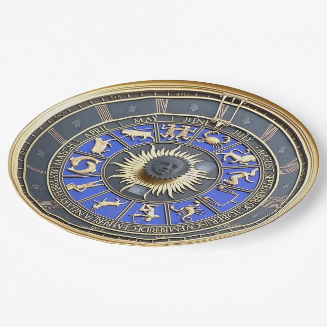 Assiettes En Carton Roue bleu Zodiac (Angle)