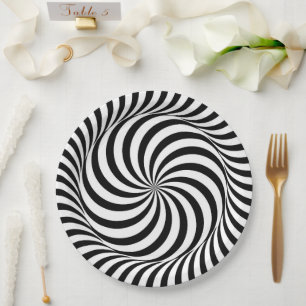 Assiettes En Carton Roue noir et blanc