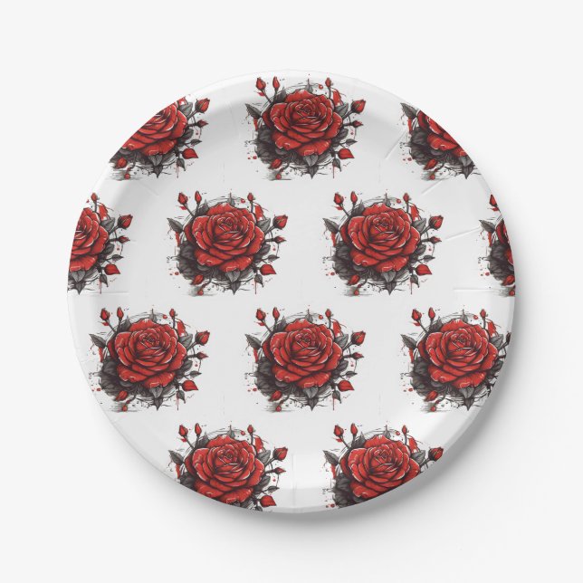 Assiettes En Carton Rouge (Devant)