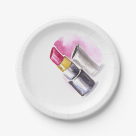 Assiettes En Carton Rouge à lèvres rose