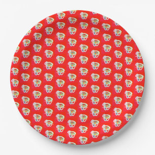 Assiettes En Carton Rouge avec de petits motifs d'art