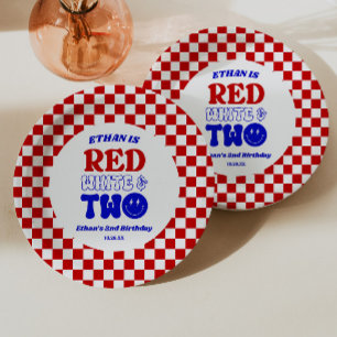 Assiettes En Carton Rouge Blanc & Deux 4 juillet 2e fête d'anniversair
