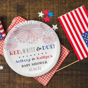 Assiettes En Carton Rouge, Blanc & Due ! baby shower 4 juillet