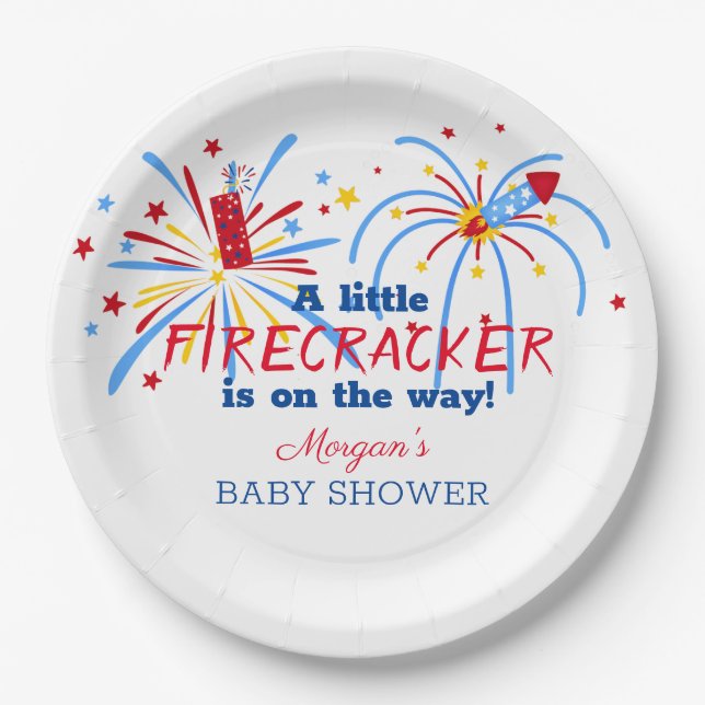 Assiettes En Carton Rouge blanc et 4 juillet Baby shower (Devant)