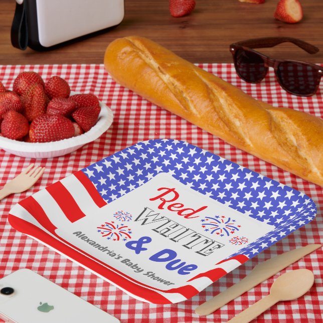 Assiettes En Carton Rouge blanc et Baby shower dû (Pique-nique)