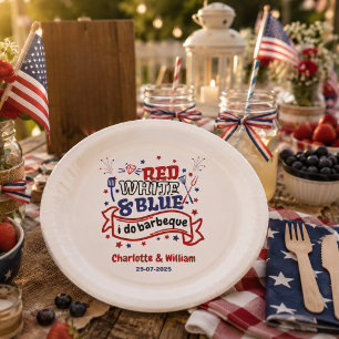 Assiettes En Carton Rouge Blanc et Bleu je fais Couple BBQ Enterrement