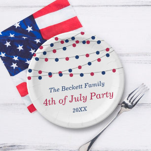 Assiettes En Carton Rouge, Blanc et Bleu, voyants 4 juillet fête
