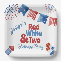 Assiettes En Carton Rouge blanc et fête d'anniversaire