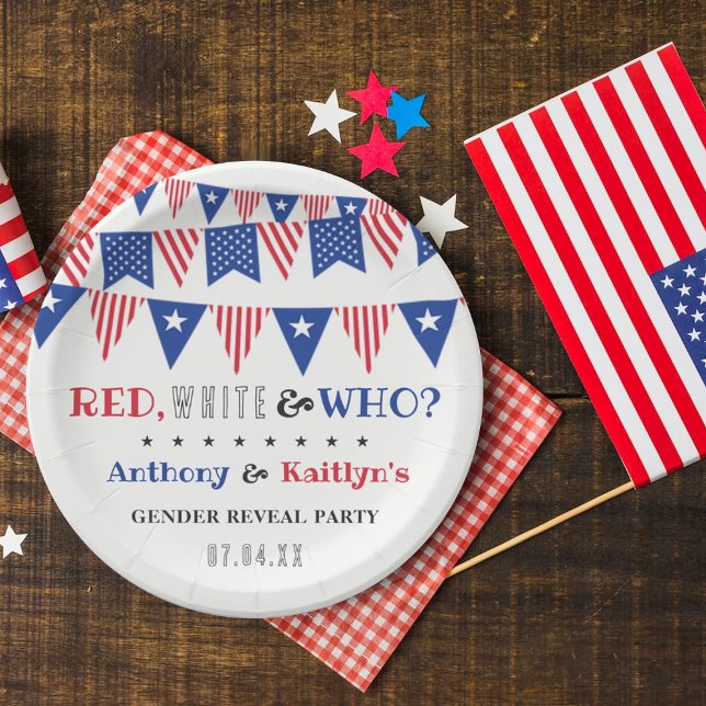 Assiettes En Carton Rouge, Blanc & Qui ? 4 juillet Parti de la révélat (Créateur téléchargé)