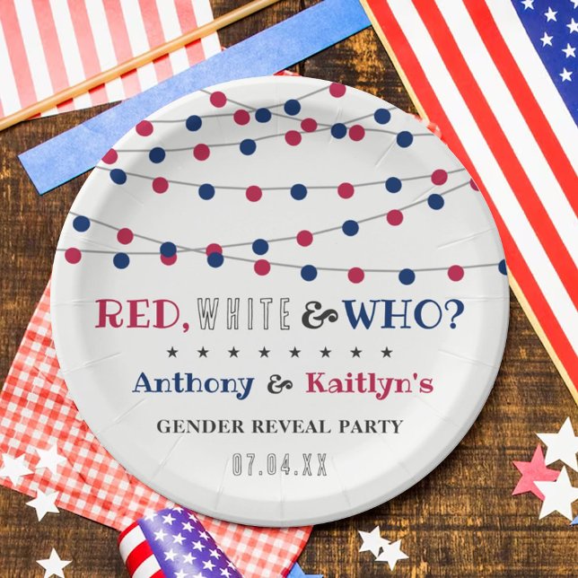 Assiettes En Carton Rouge, Blanc & Qui ? 4 juillet Parti de la révélat (Créateur téléchargé)