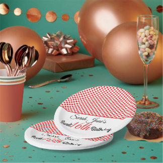Assiettes En Carton Rouge Classique à pois pour un anniversaire Sweet 