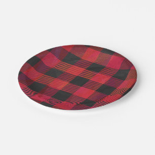 Assiettes En Carton Rouge et noir À damiers plaid