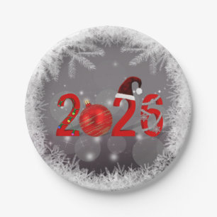 Assiettes En Carton Rouge Fête Joyeux Noël Nouvel An 2026