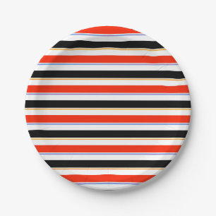 Assiettes En Carton Rouge Noir Blanc Grilles Lignes Design Motif