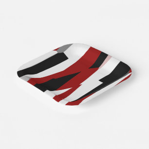 Assiettes En Carton Rouge noir et blanc abstrait 