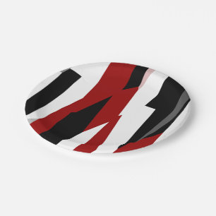Assiettes En Carton Rouge noir et blanc abstrait