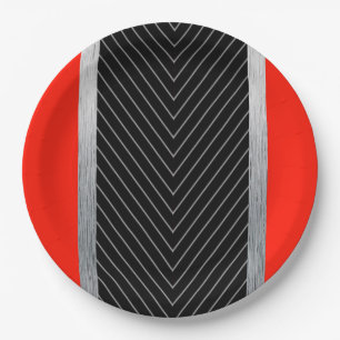Assiettes En Carton Rouge, noir, noir et blanc