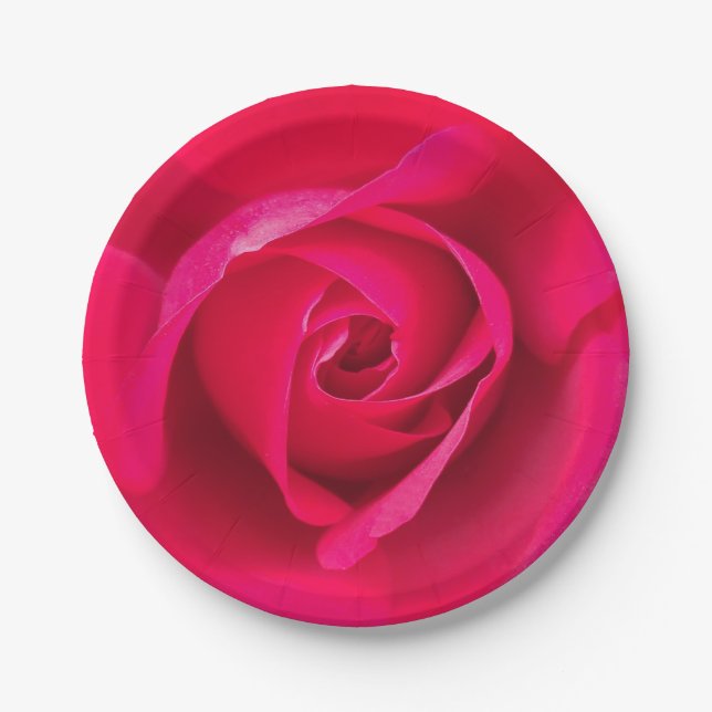 Assiettes En Carton Rouge romantique Rose rose v2 (Devant)