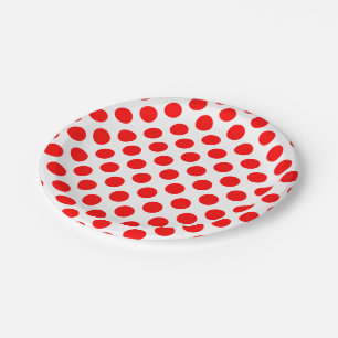 Assiettes En Carton Rouge sur blanc grand format Pois
