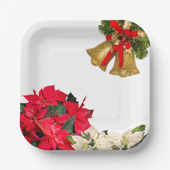 Assiettes En Carton Rouge, Vert et Faux Gold Holiday (Recto)