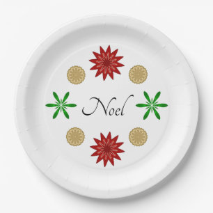 Assiettes En Carton Rouge vert et or Noel