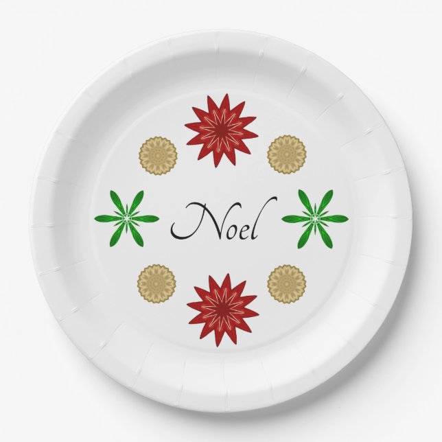 Assiettes En Carton Rouge vert et or Noel (Devant)