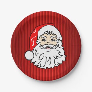 Assiettes En Carton Rouge visage Père Noël rétro