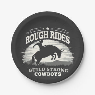 Assiettes En Carton Rough Rides Construire de solides Cowboys Ouest